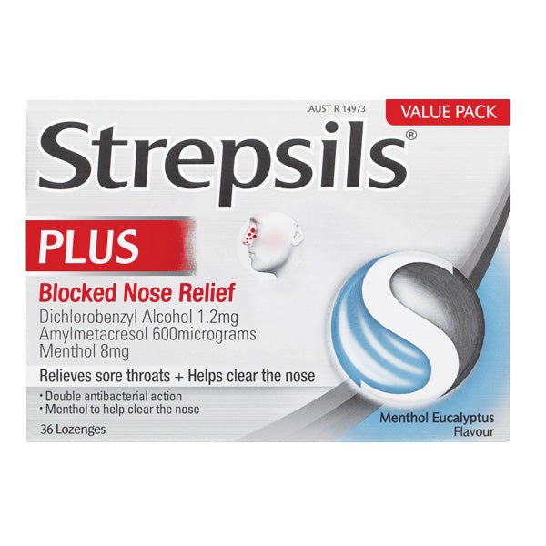 Strepsils Lozenges Blocked Nose Menthol Eucalyptus Flavor 36pk