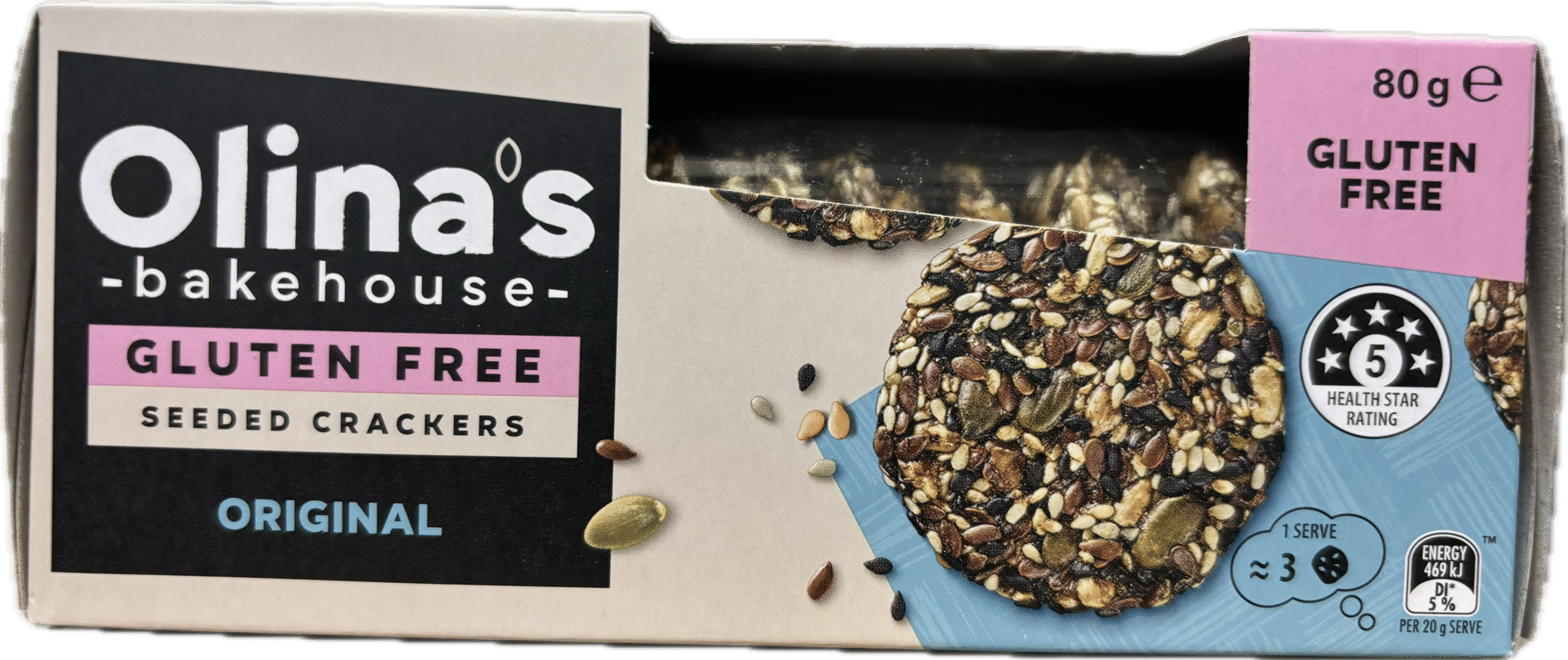 Olina's Bakehouse Gluten Free Seeded Crackers Original 80g